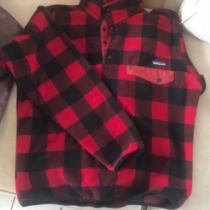 Men's Patagonia red buffalo plaid synchilla